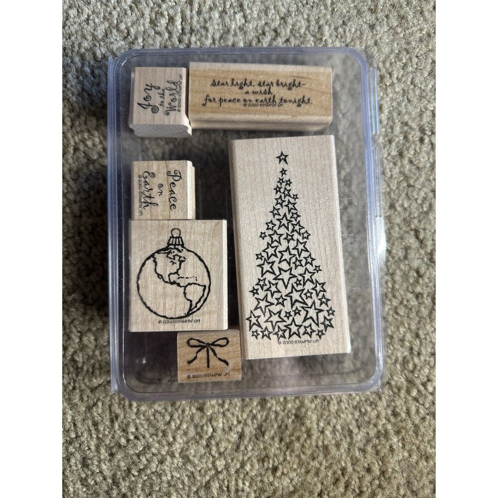 2000 Stampin Up Peace On Earth Set Of 6 Wood Mounted Rubber Stamps